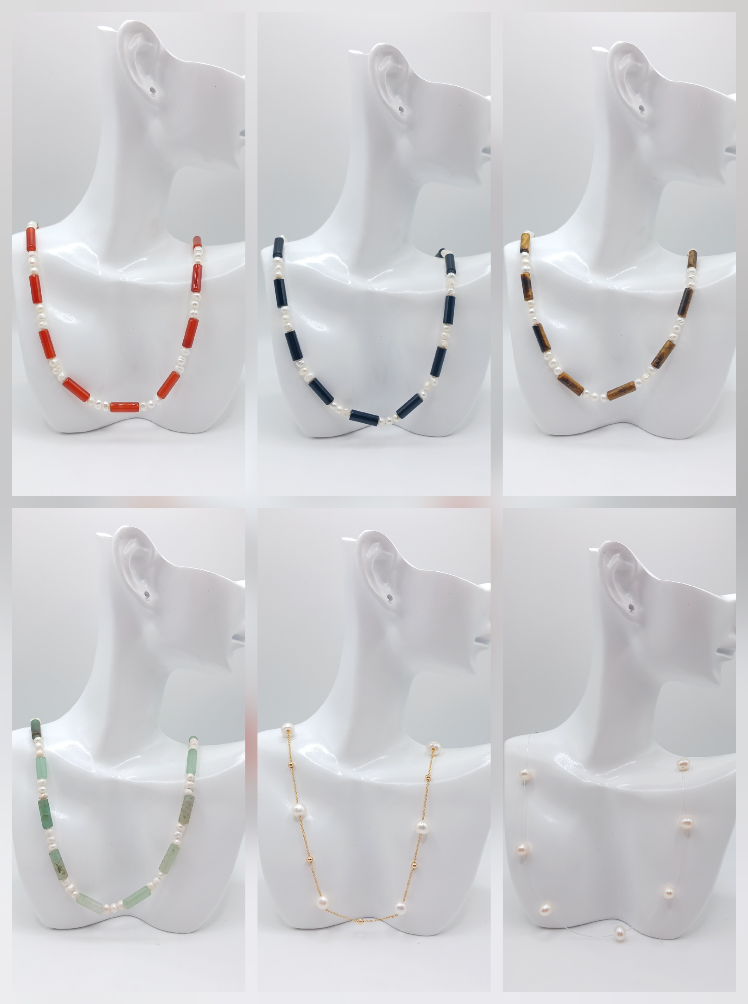 COLLARES TERMINADOS CON PERLAS Y PIEDRAS