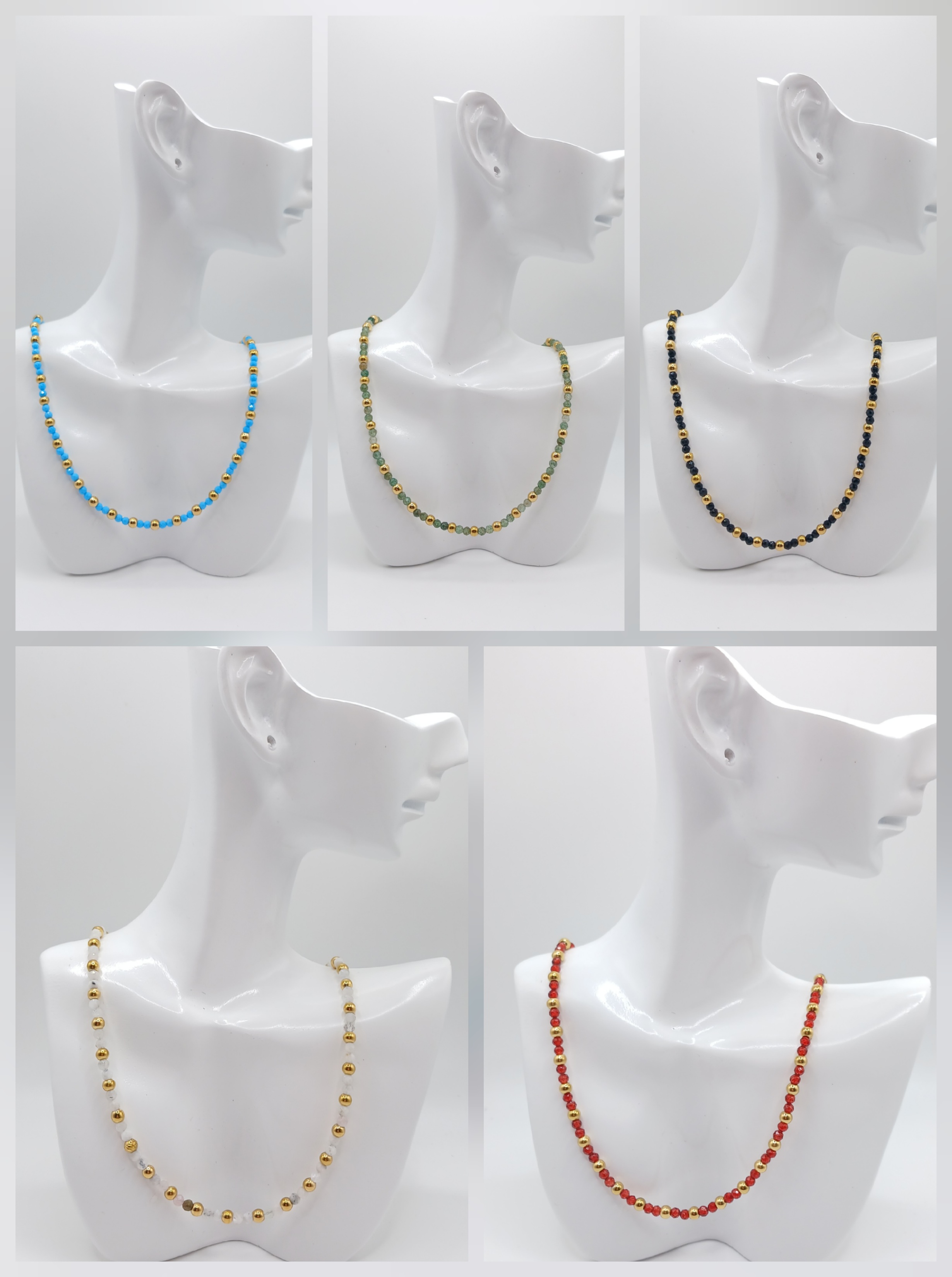 COLLARES TERMINADOS CON PERLAS Y PIEDRAS