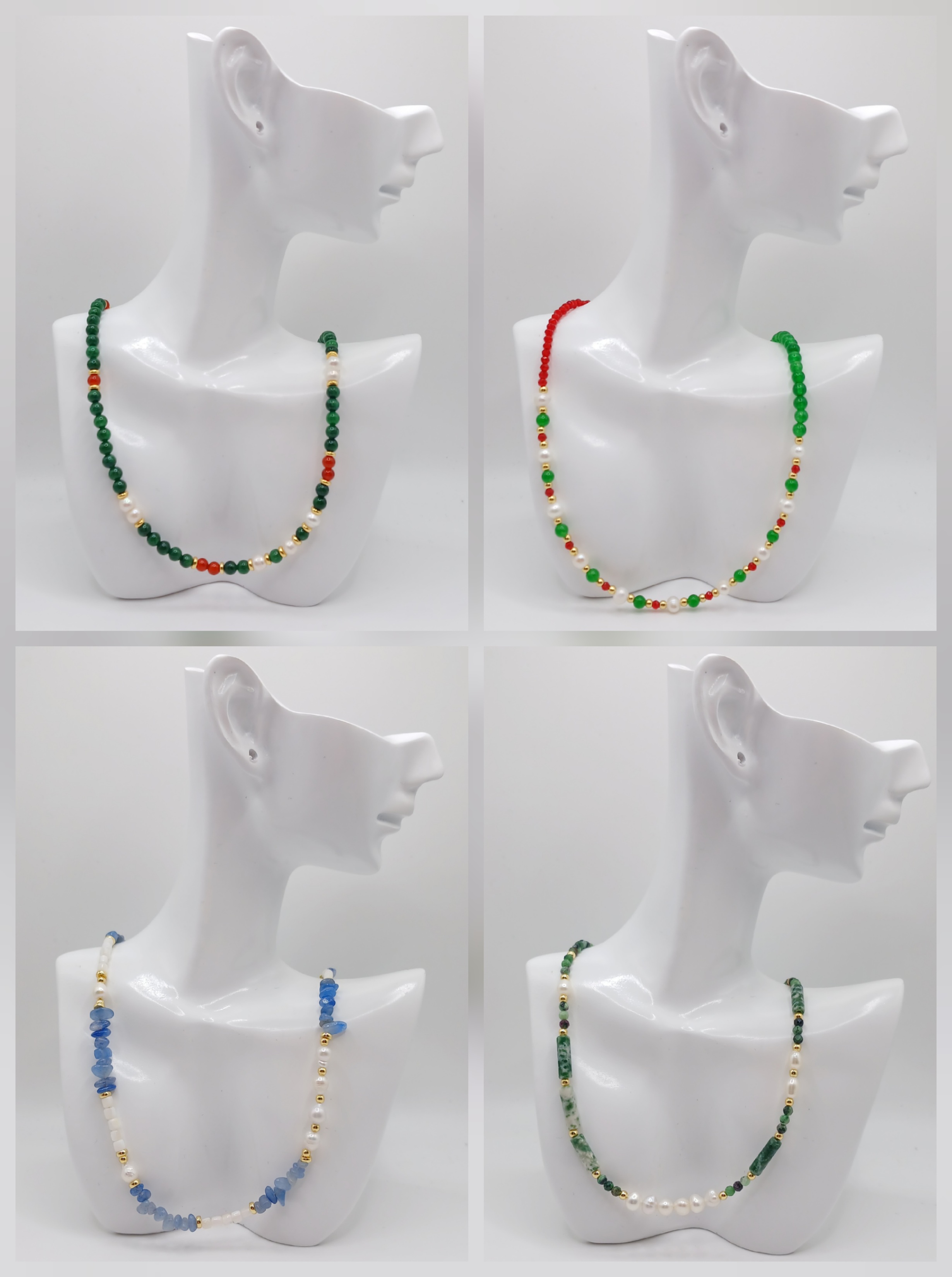 COLLARES TERMINADOS CON PERLAS Y PIEDRAS