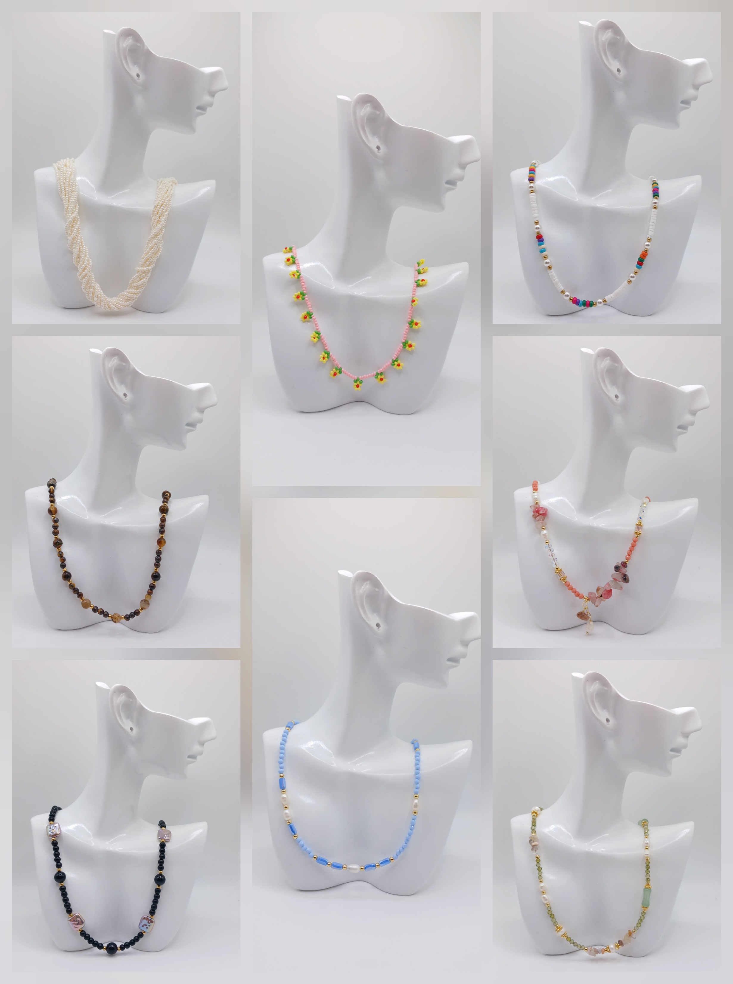 COLLARES TERMINADOS CON PERLAS Y PIEDRAS