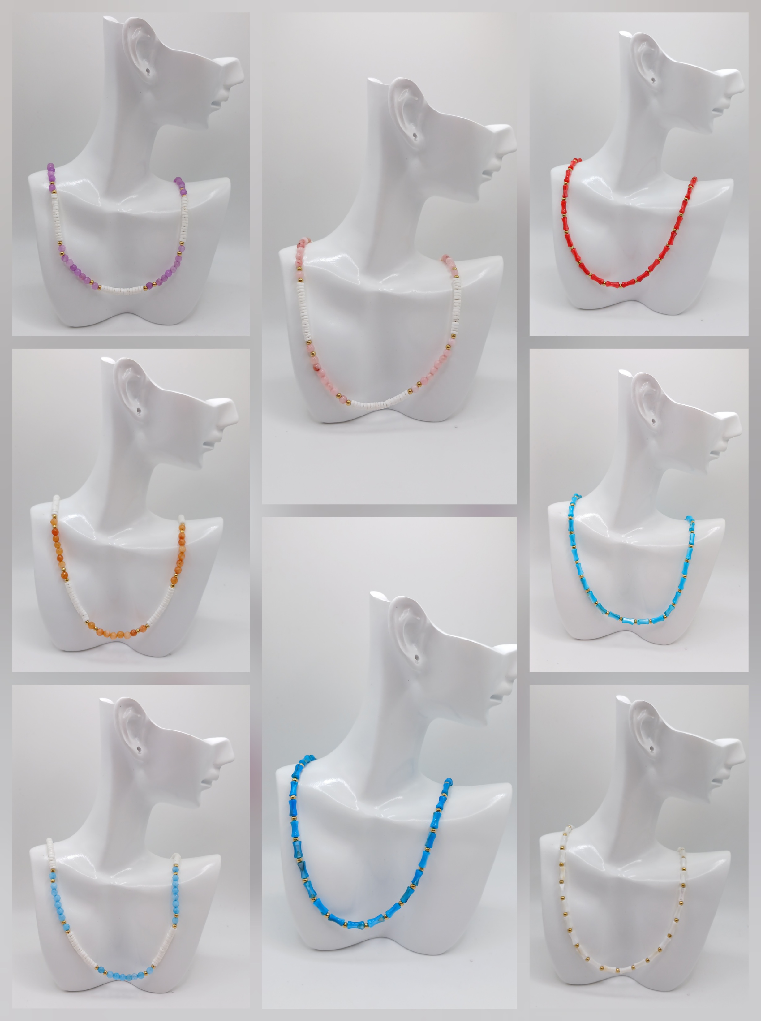 COLLARES TERMINADOS CON PERLAS Y PIEDRAS