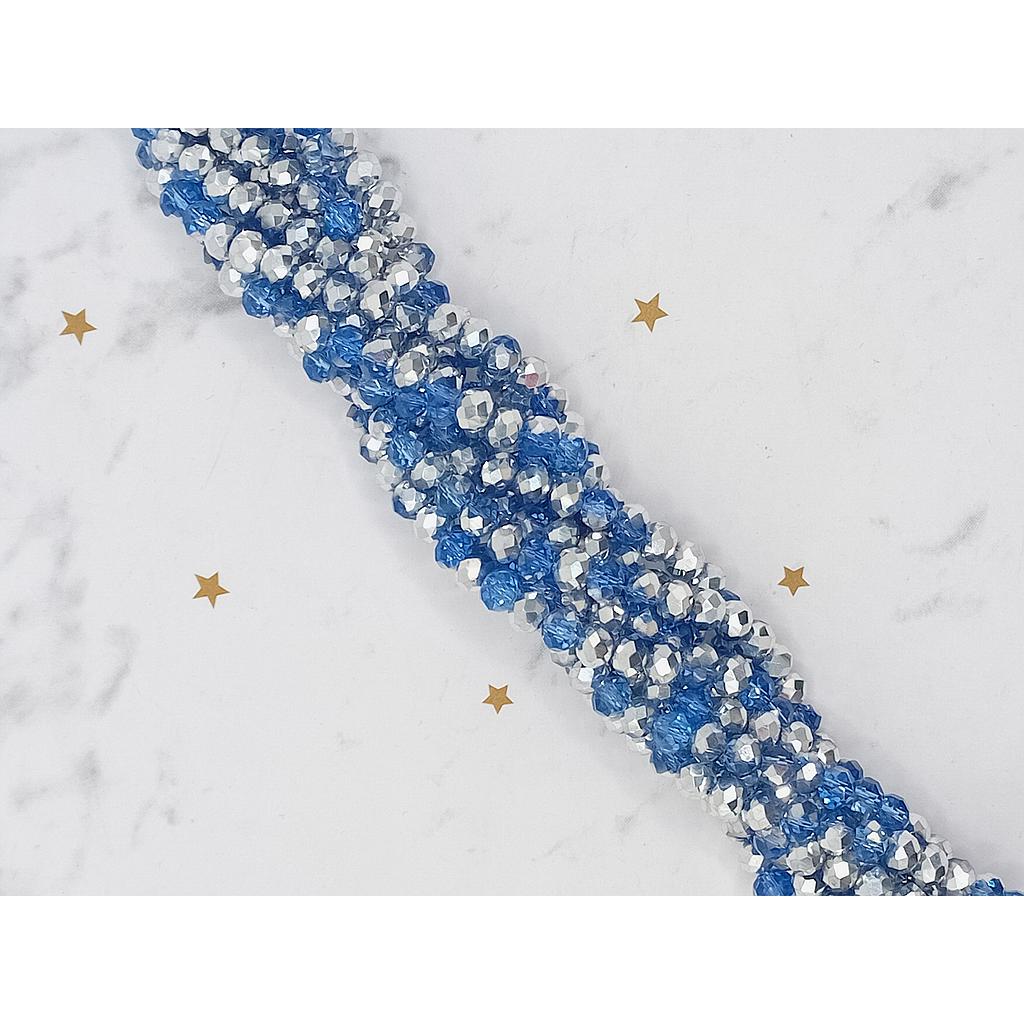 CRISTAL RONDEL AZUL BRILLANTE Y PLATEADO 6MM