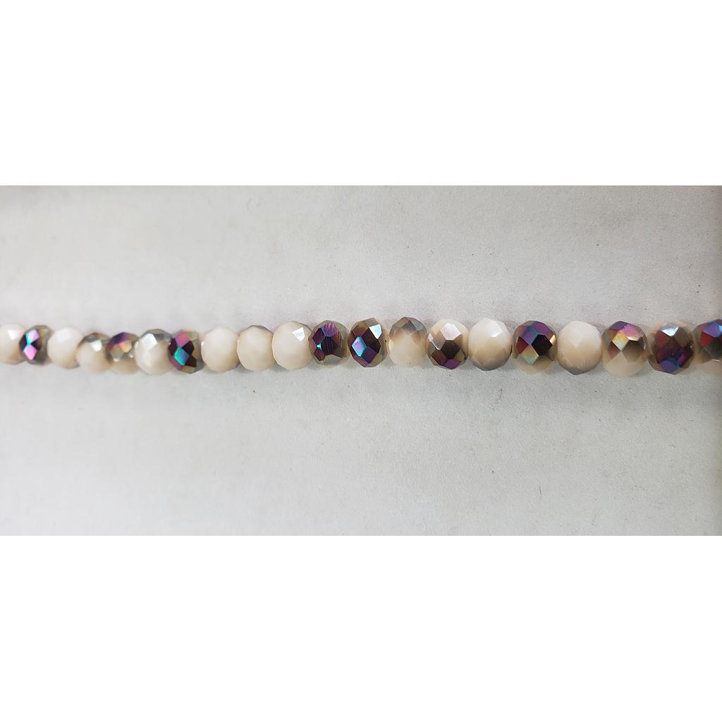 CRISTAL RONDEL BEIGE CON MORADO 6MM
