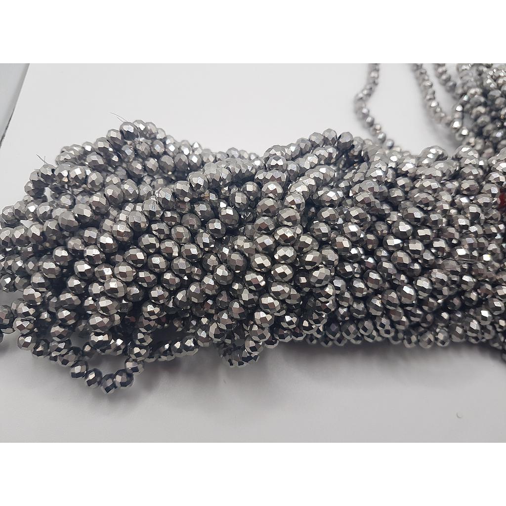 CRISTAL RONDEL PLATEADO METALICO 6MM