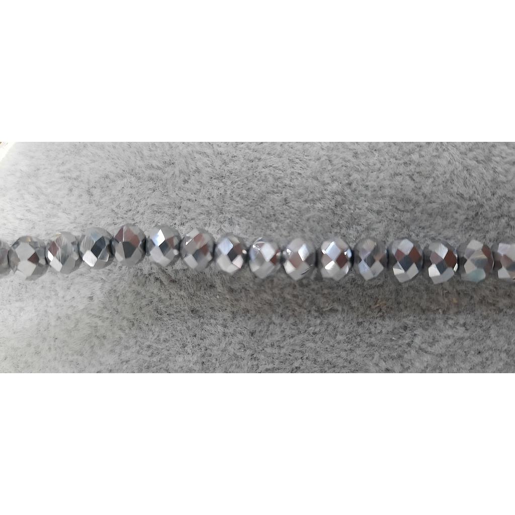 CRISTAL RONDEL PLATEADO METALICO 6MM
