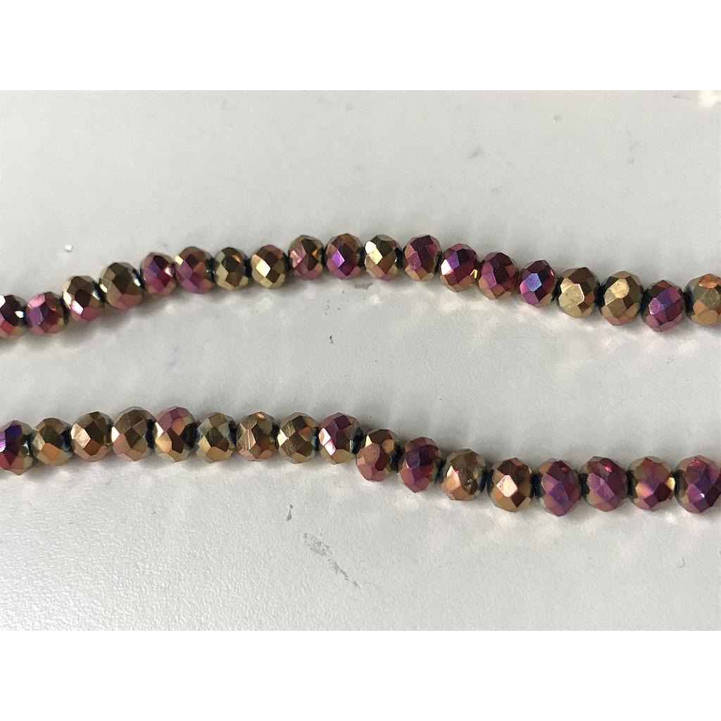 CRISTAL RONDEL MORADO CON BRONCE 6MM