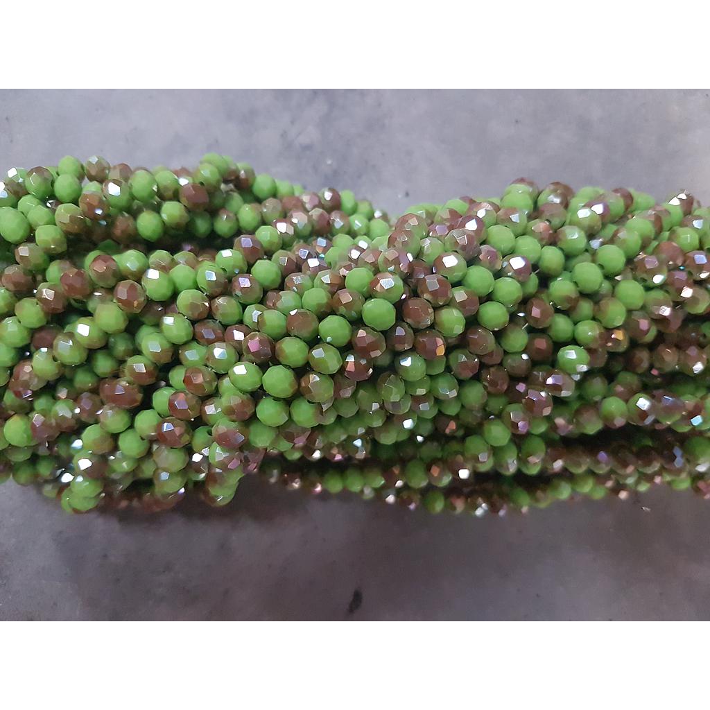 CRISTAL RONDEL VERDE LIMA Y MARRON 6MM
