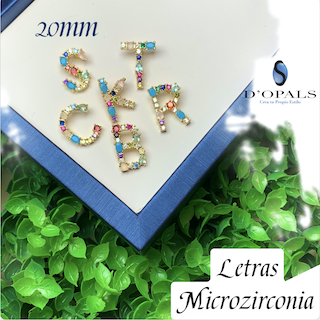 DIJE LETRA E MULTICOLOR DORADA