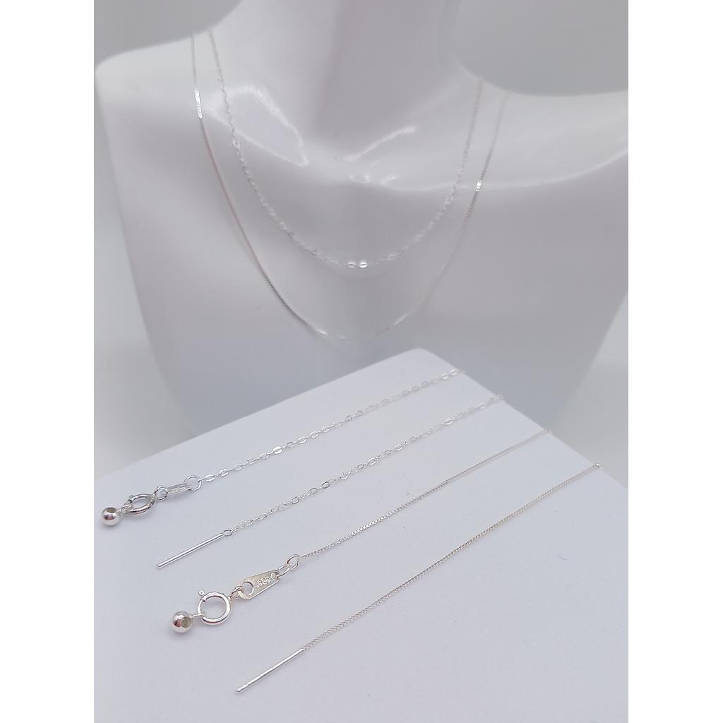 CADENA TERMINADA AJUSTABLE DE PLATA 925 18PULG