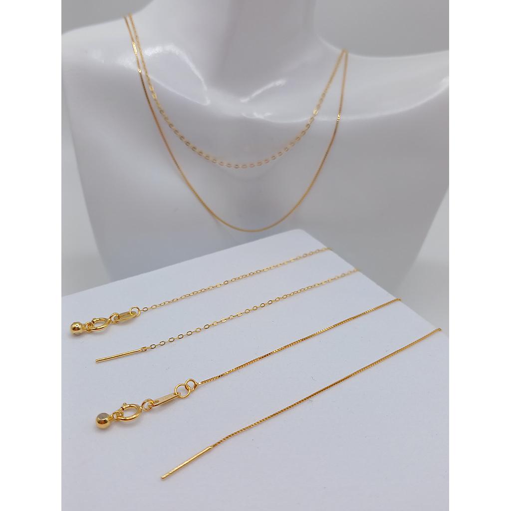 CADENA TERMINADA AJUSTABLE DE PLATA 925 DORADA 18PULG