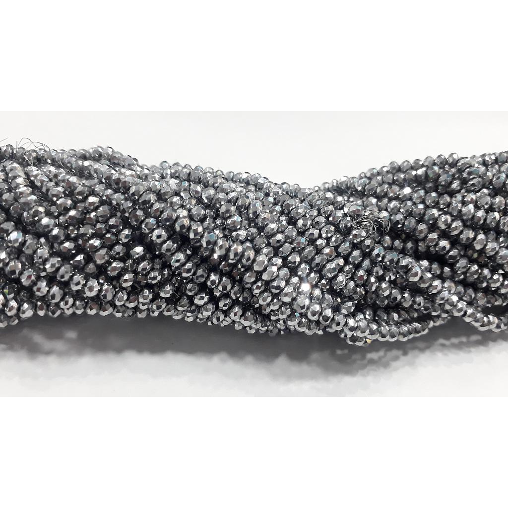CRISTAL RONDEL PLATEADO METALICO 6MM
