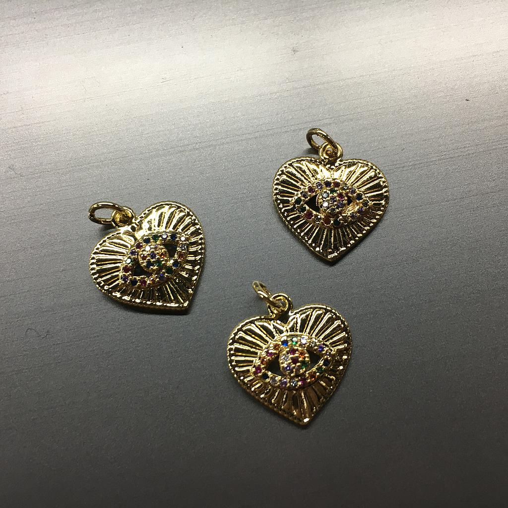 DIJE CORAZON Y OJO MICROCIRCONIA