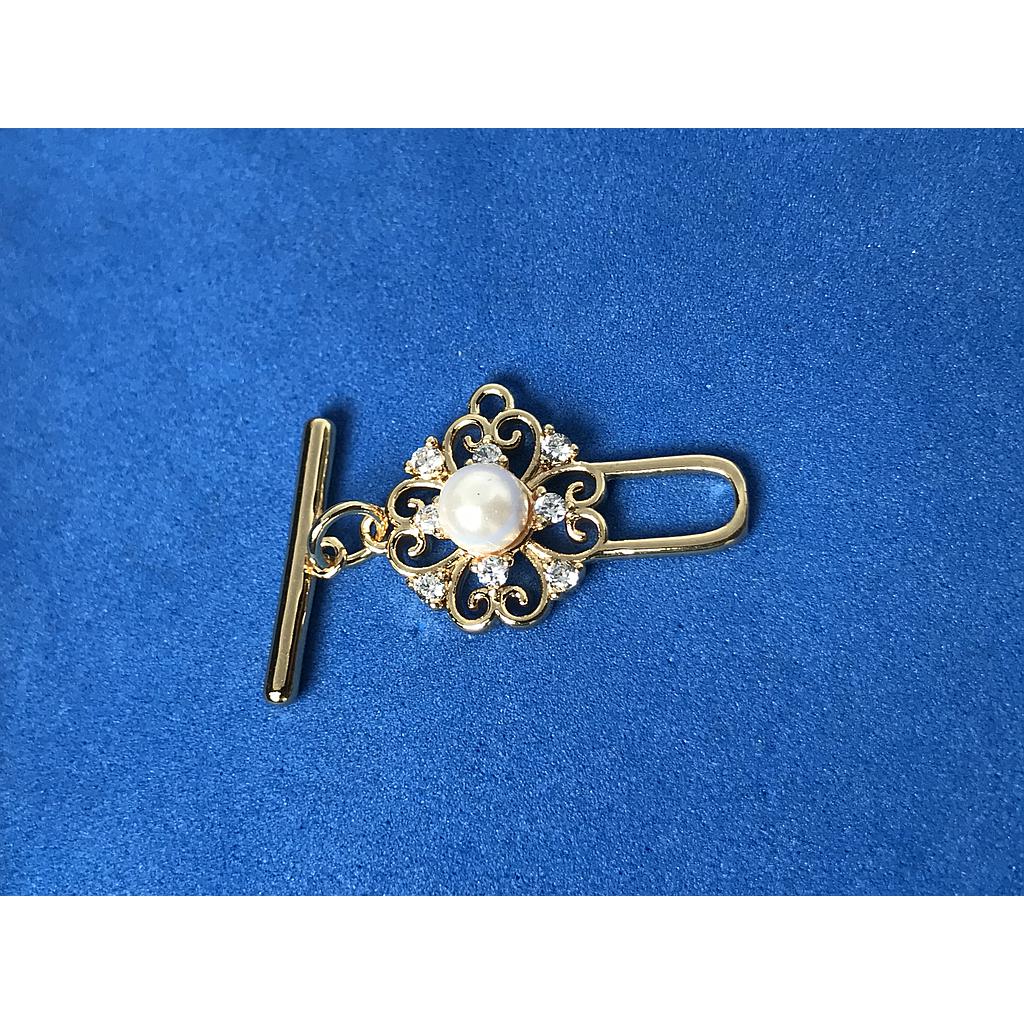 BROCHE FLOR CON PERLA ELECTROENCHAPADO