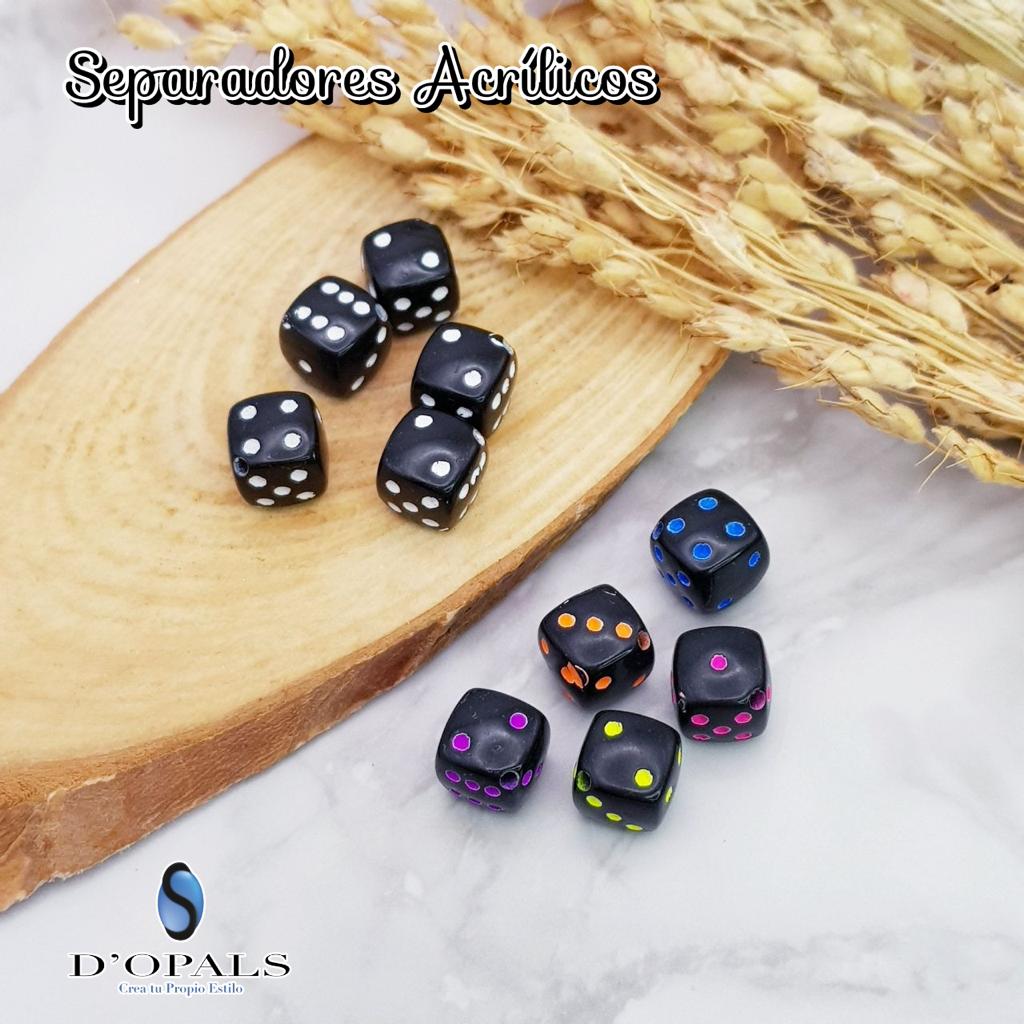 SEPARADOR DADO ACRILICO NEGRO CON BLANCO 8X8MM 10GRS