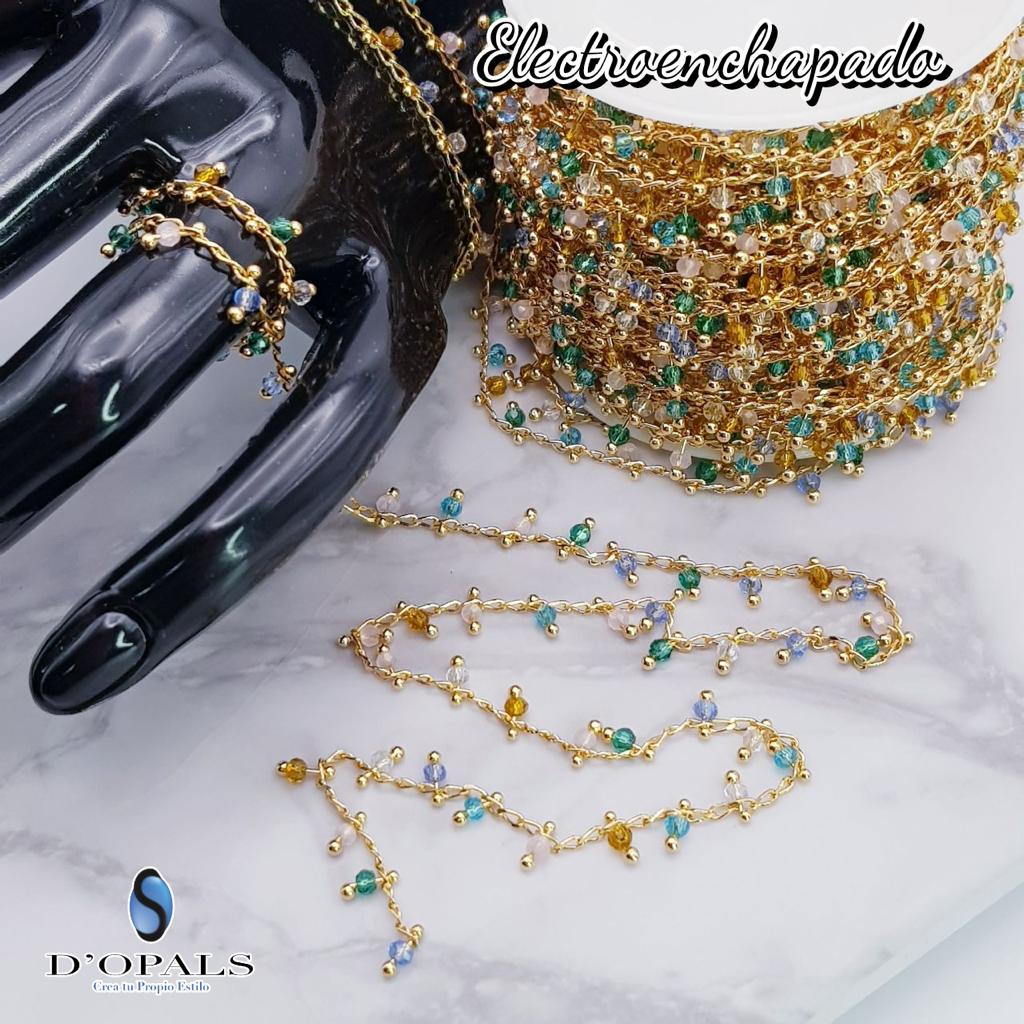 CADENA DE ELECTROENCHAPADO CON CRISTAL RONDEL