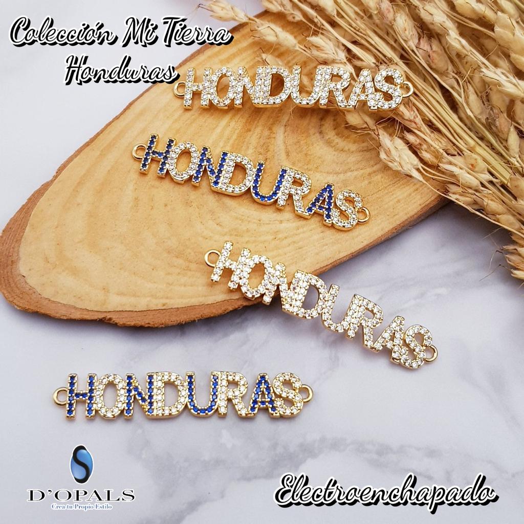 DIJE HONDURAS AZUL Y TRANSPARENTE DE ELECTROENCHAPADO