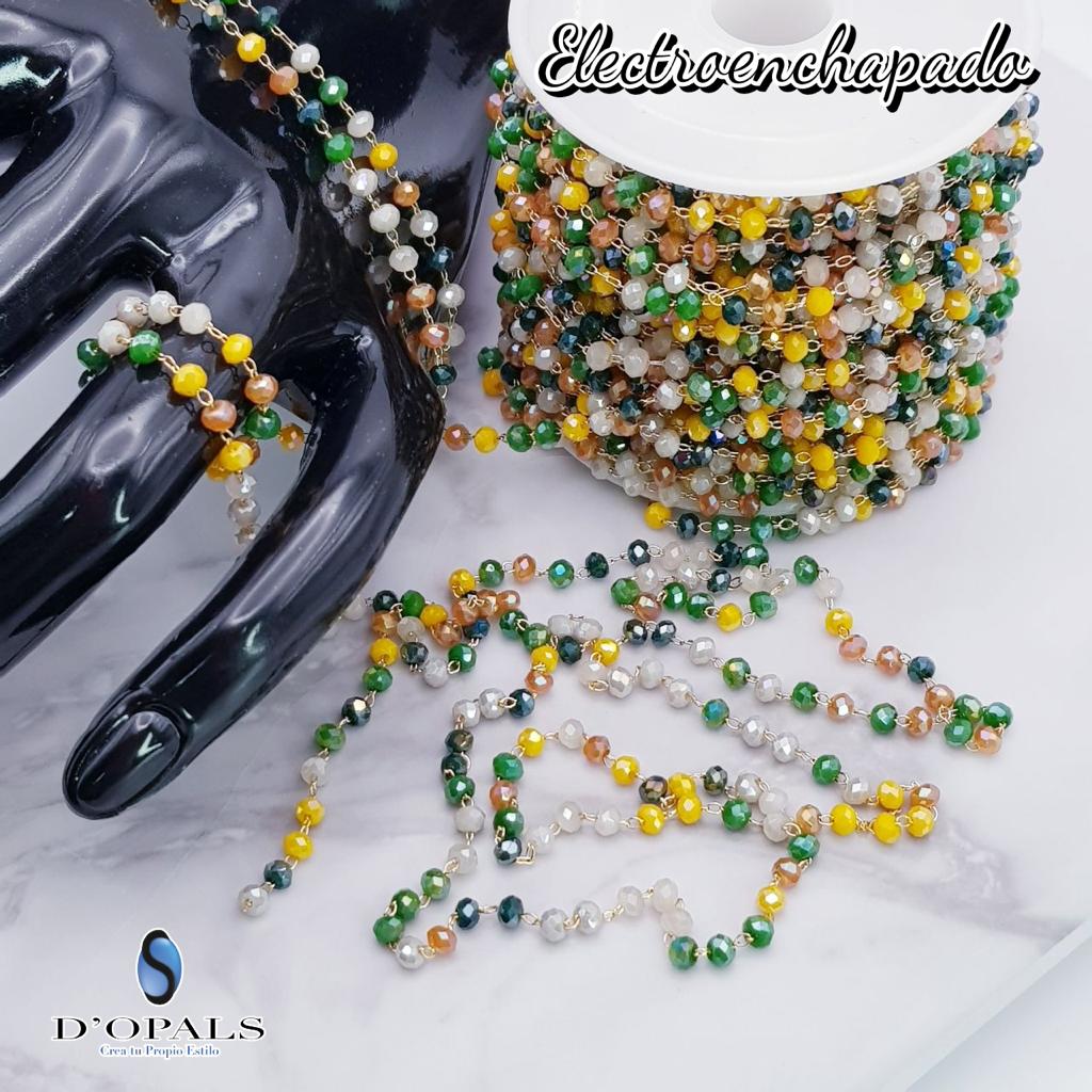 CADENA ELECTROENCHAPADO CON CRISTAL RONDEL
