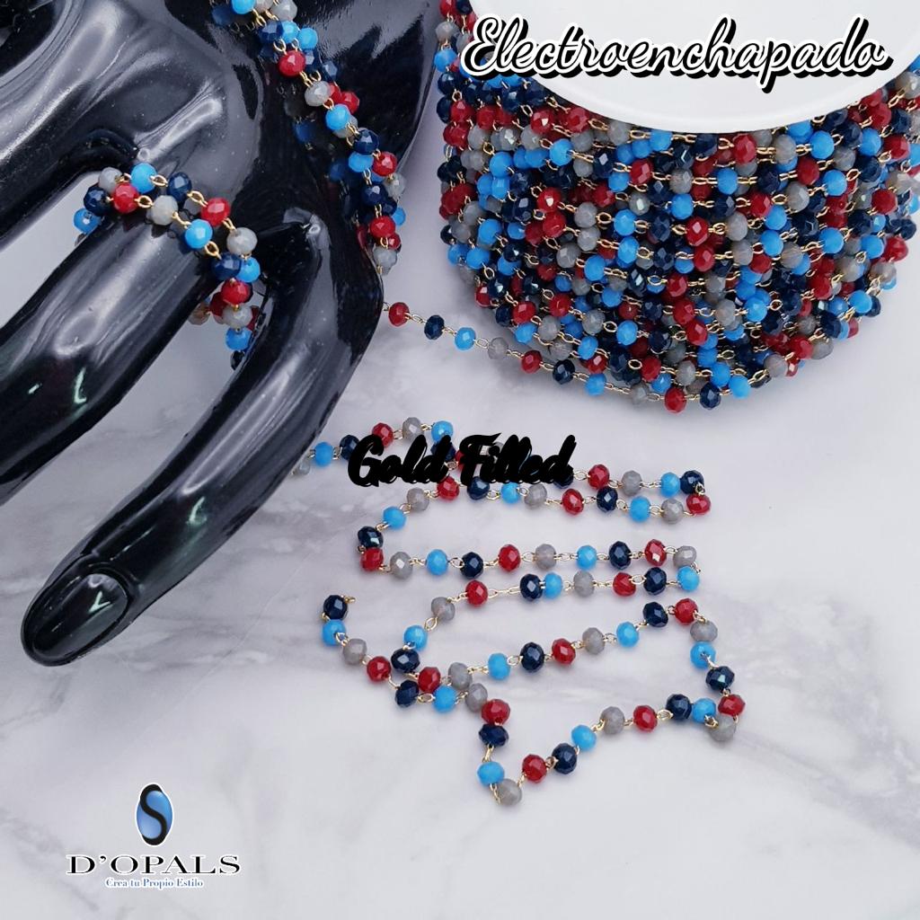 CADENA ELECTROENCHAPADO CON CRISTAL RONDEL