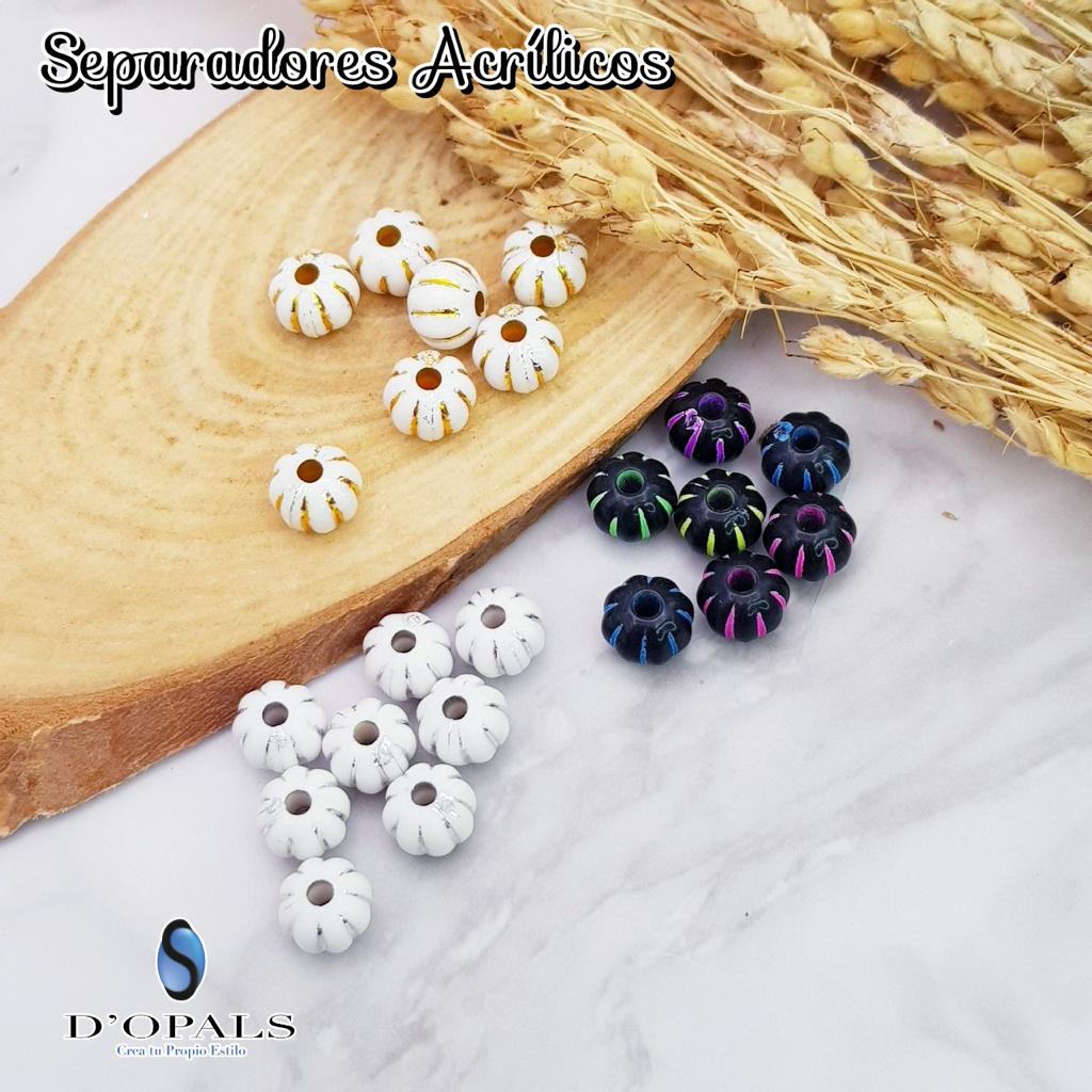 SEPARADORES ACRILICOS BLANCO Y DORADO 7X6MM PAQUETE 500GRS