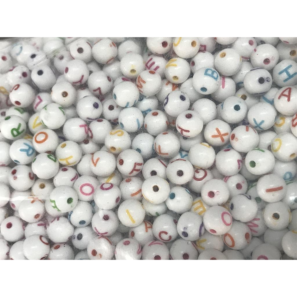 SEPARADORES ACRILICOS LETRAS BLANCAS Y MULTICOLOR 8MM 10GRS
