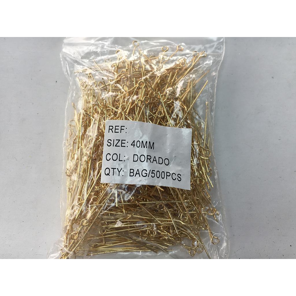 PINES DE ACERO CON ARGOLLA 0.7X40MM PAQUETE 500 PIEZAS