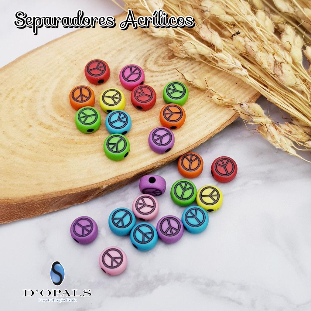 SEPARADORES ACRILICOS AMOR Y PAZ MULTICOLORES 10GRS