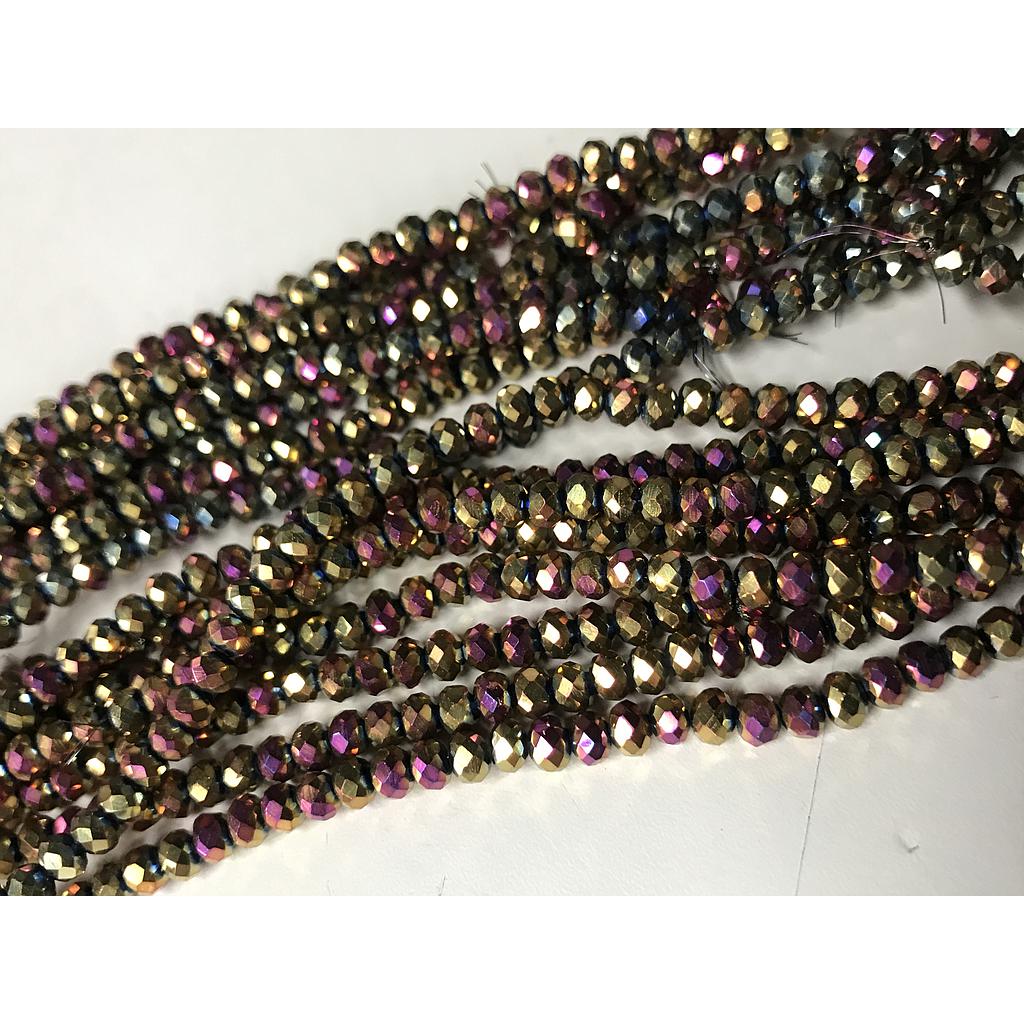 CRISTAL RONDEL MORADO CON BRONCE 4MM