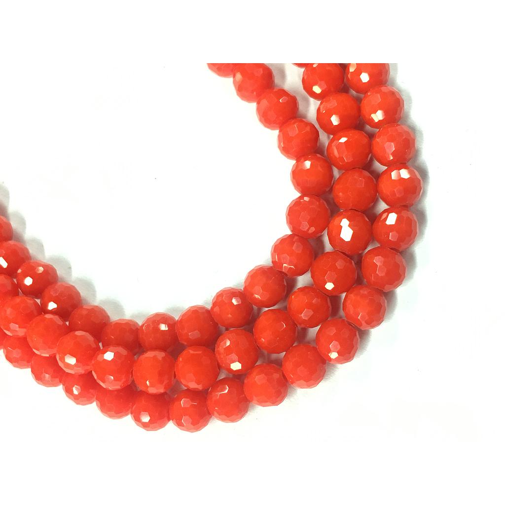 CRISTAL REDONDO FACETADO ROJO CLARO BRILLANTE 6MM