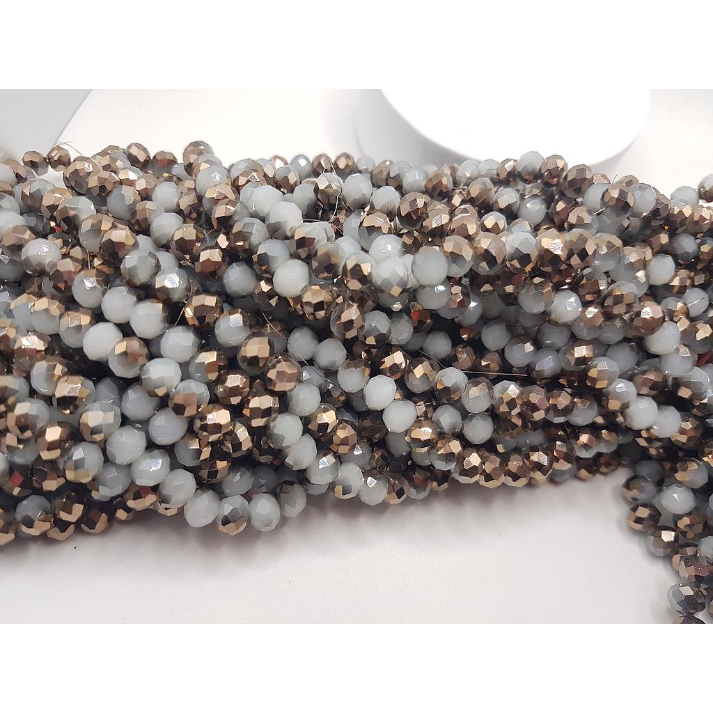 CRISTAL RONDEL GRIS CON BRONCE 6MM
