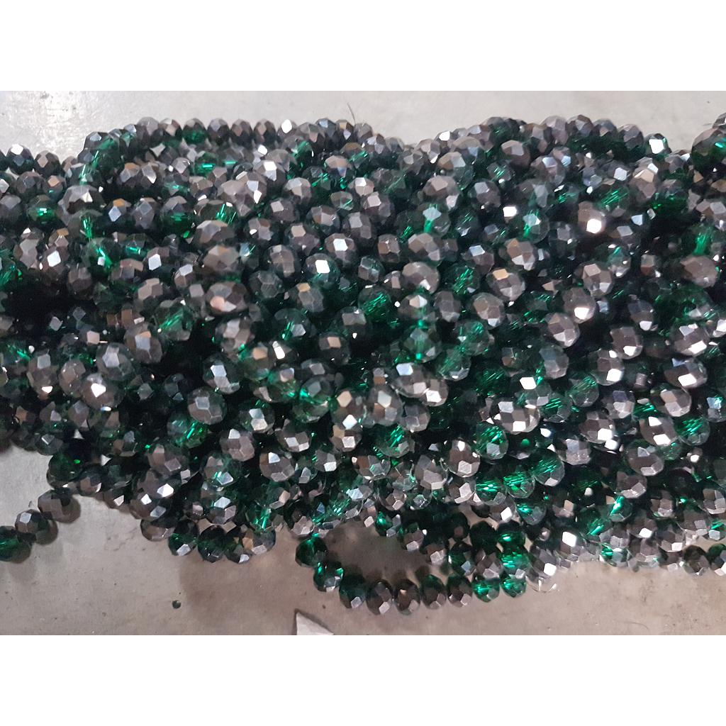 CRISTAL RONDEL VERDE Y GRIS OSCURO 8MM
