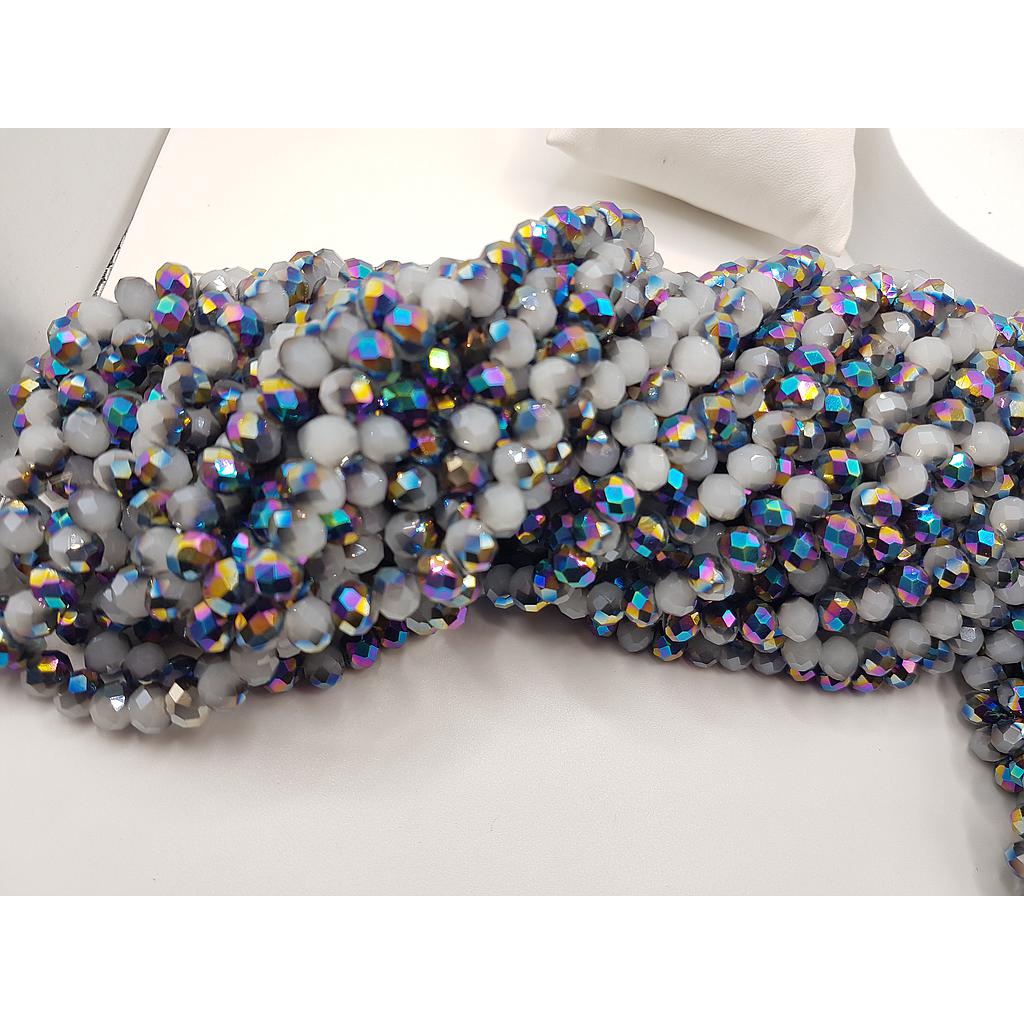 CRISTAL RONDEL GRIS Y MORADO TORNASOL 4MM