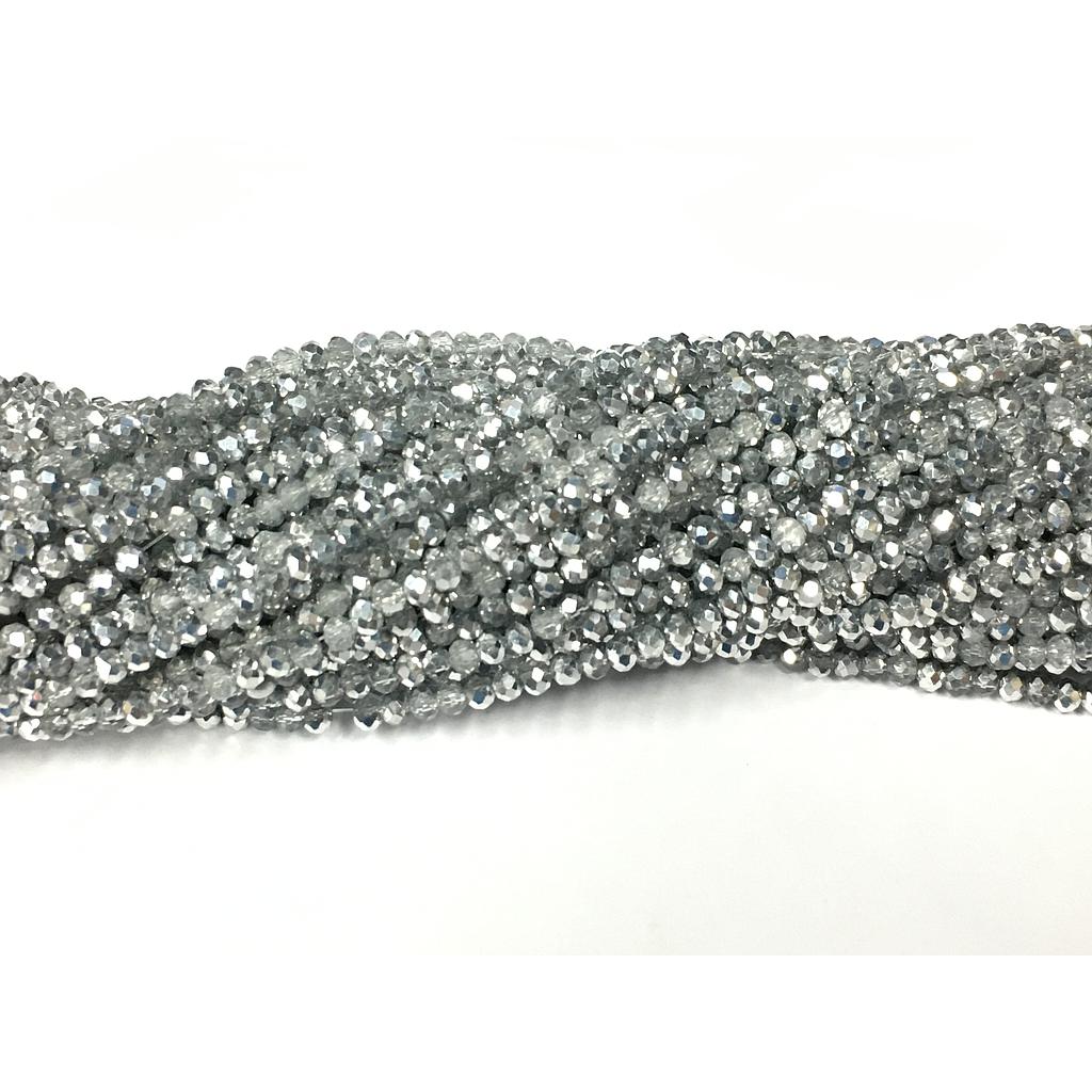 CRISTAL RONDEL GRIS Y PLATEADO 2MM