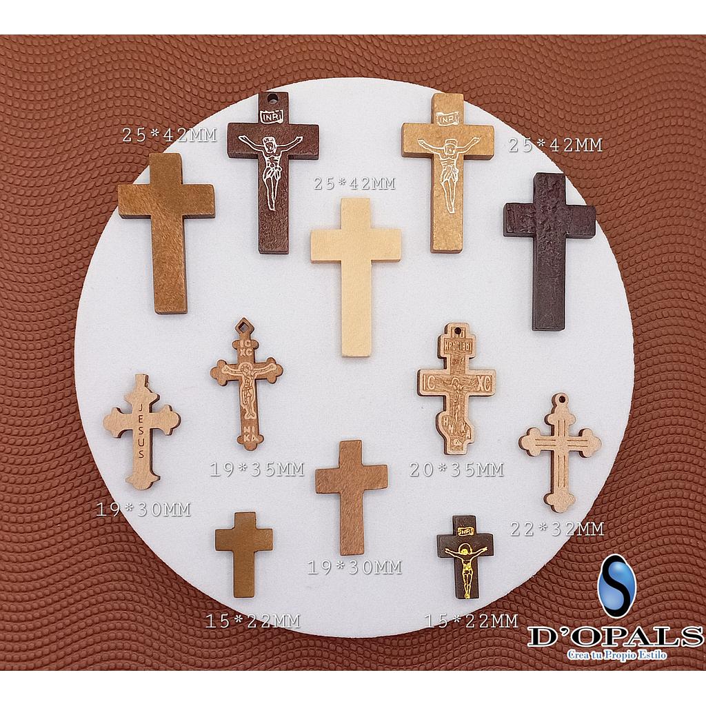 PAQUETE DIJES CRUZ DE MADERA 100PCS