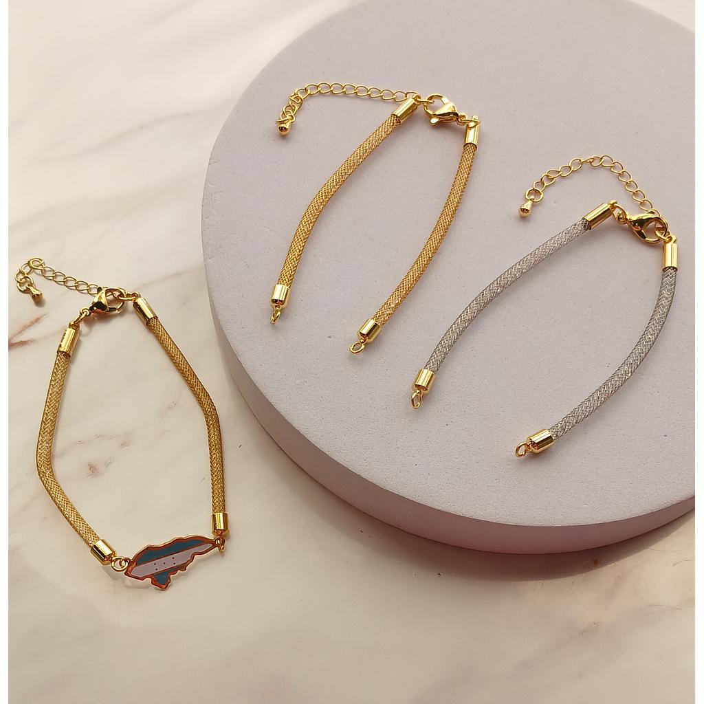 BRAZALETE DE CORDON MANGUERA CON CRISTALES