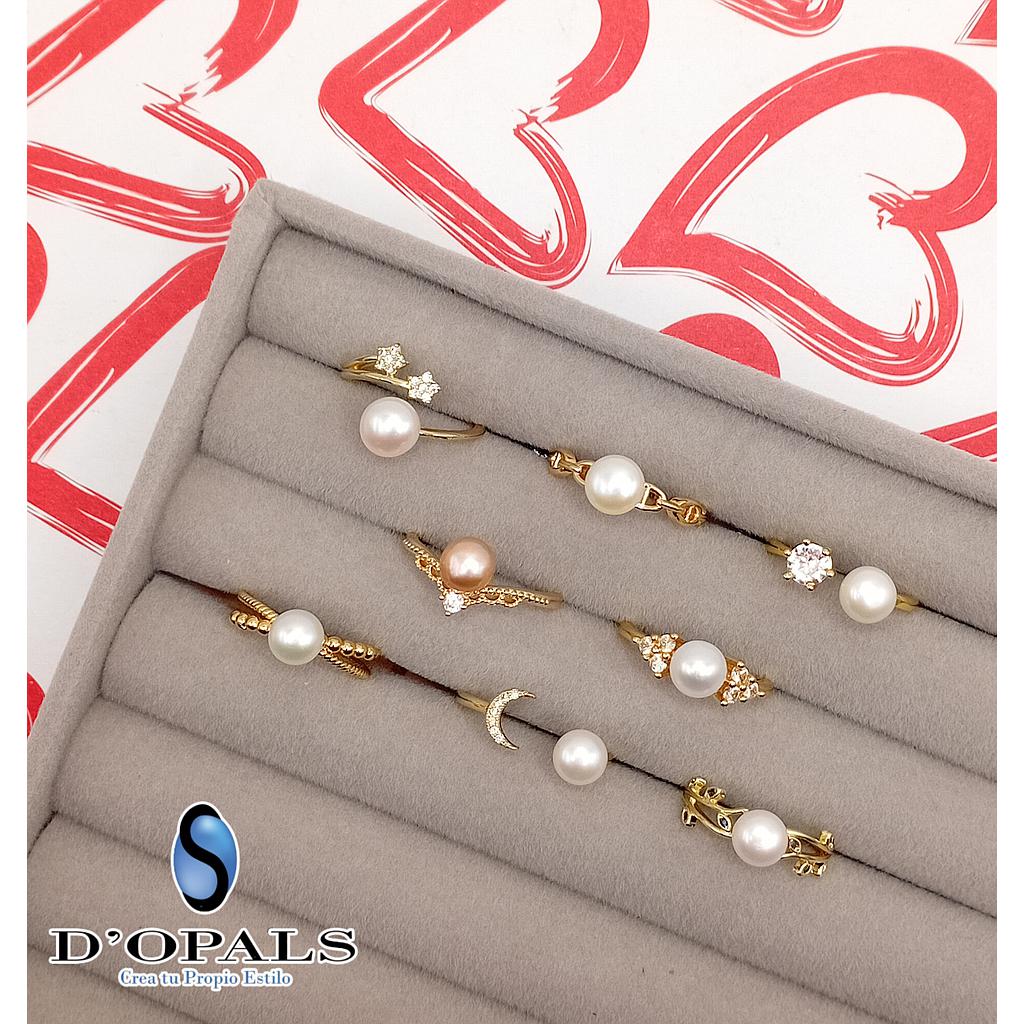 ANILLOS AJUSTABLES CON PERLA DE RIO MICROCIRCONIA
