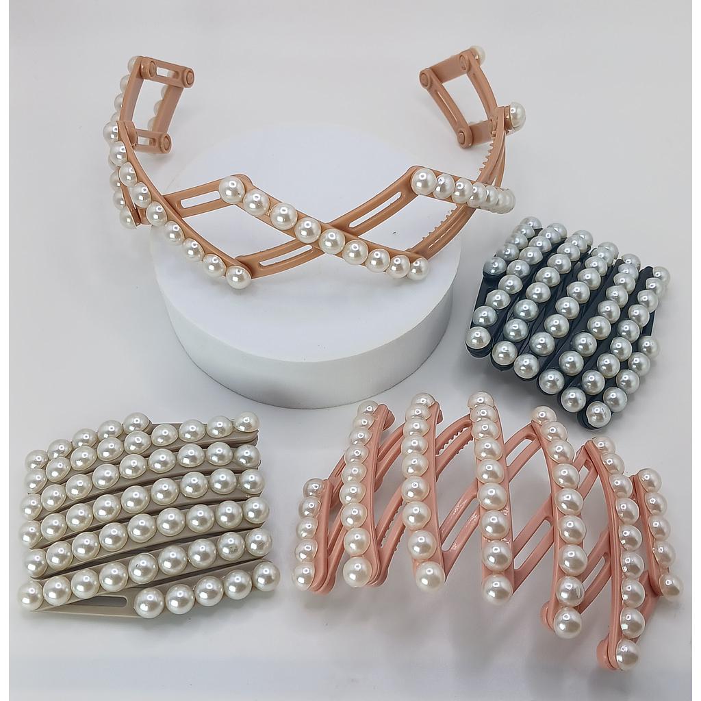 DIADEMA PARA CABELLO PLEGABLE PORTATIL CON PERLAS