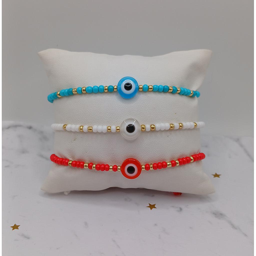 PULSERAS DE HILO TERMINADAS CON OJO TURCO