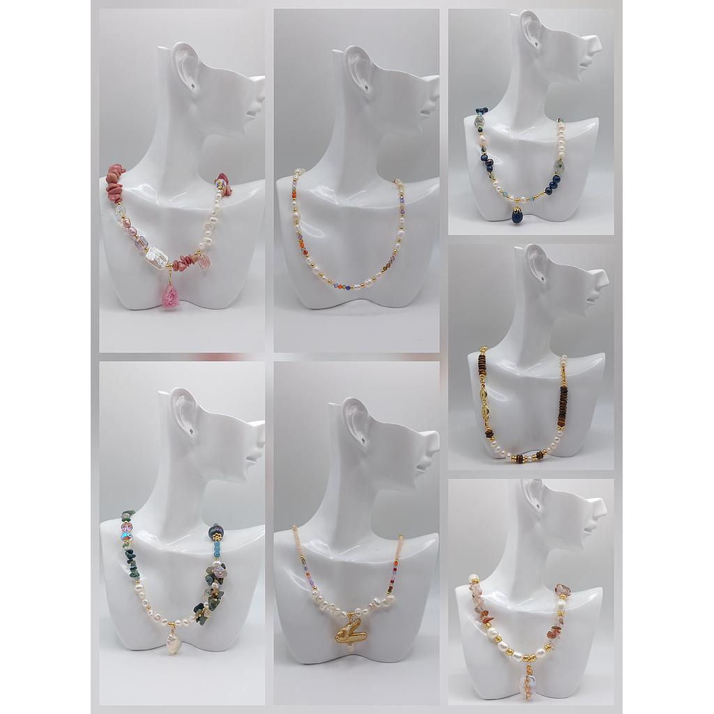 COLLARES TERMINADOS CON PERLAS Y PIEDRAS