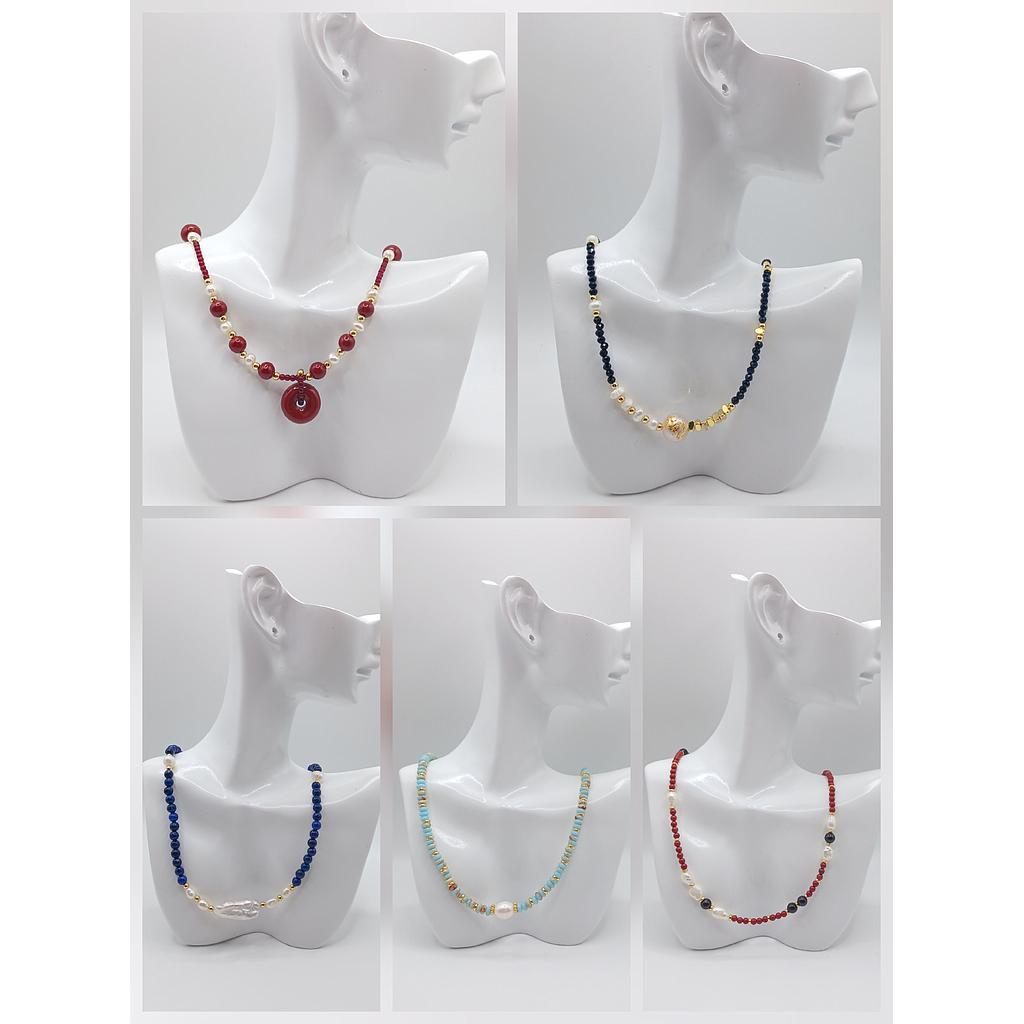 COLLARES TERMINADOS CON PERLAS Y PIEDRAS