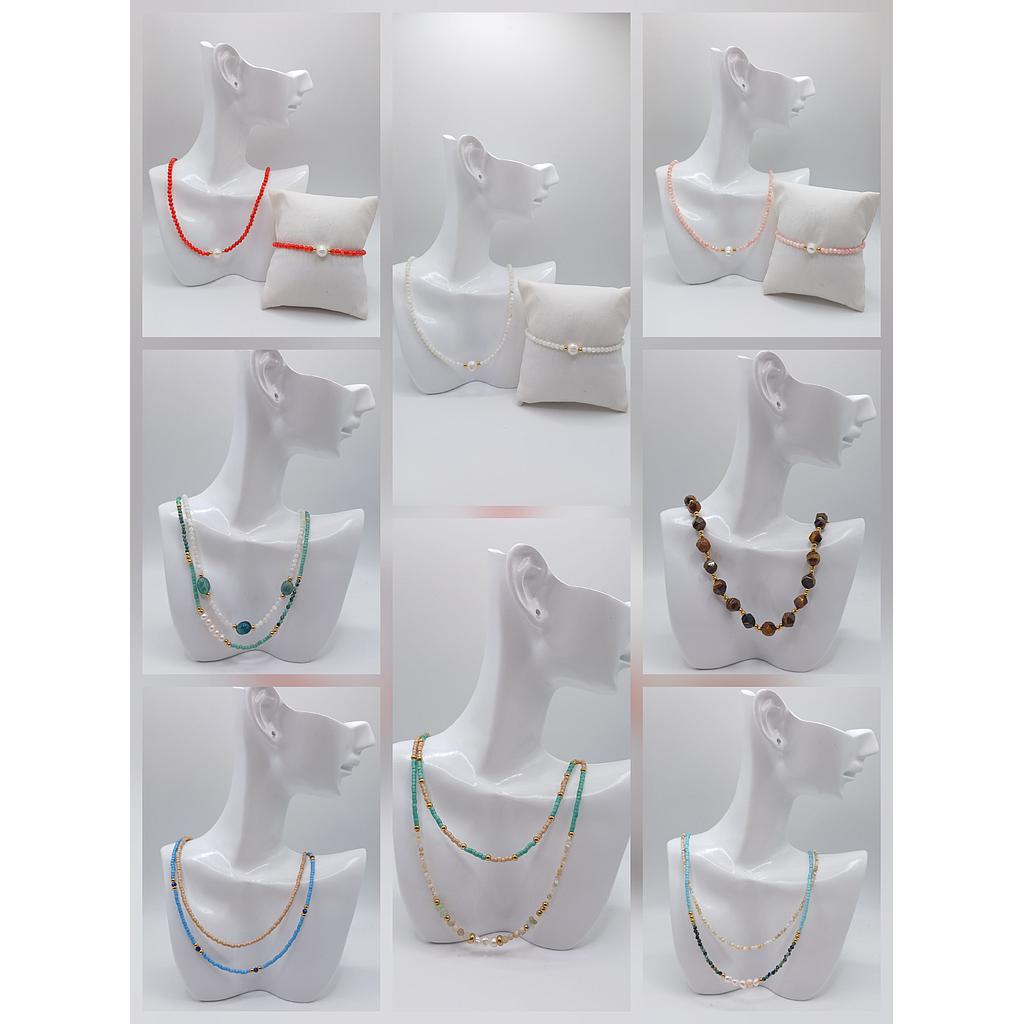COLLARES TERMINADOS CON PERLAS Y PIEDRAS