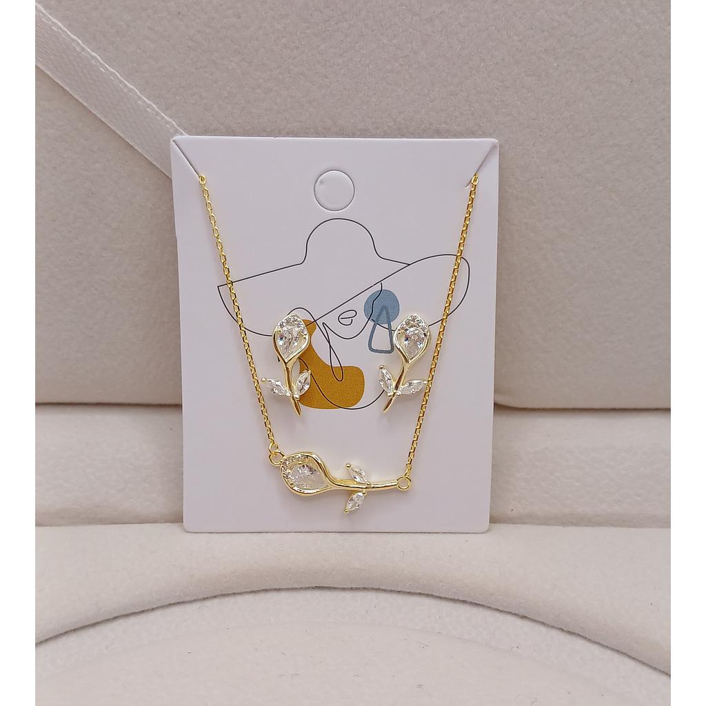 SET CADENA CON DIJE Y ARETES DE PLATA 925 CON BAÑO