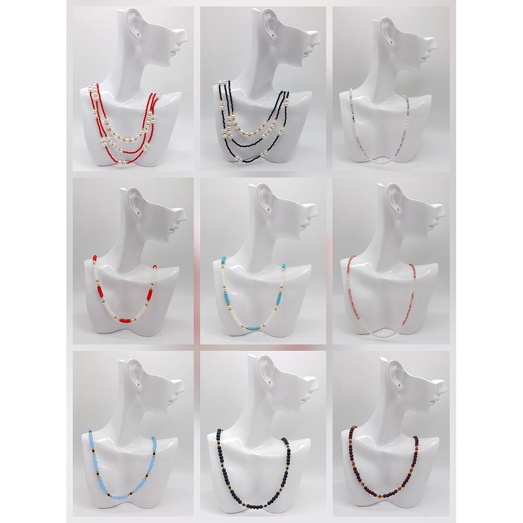 COLLARES TERMINADOS CON PERLAS Y PIEDRAS