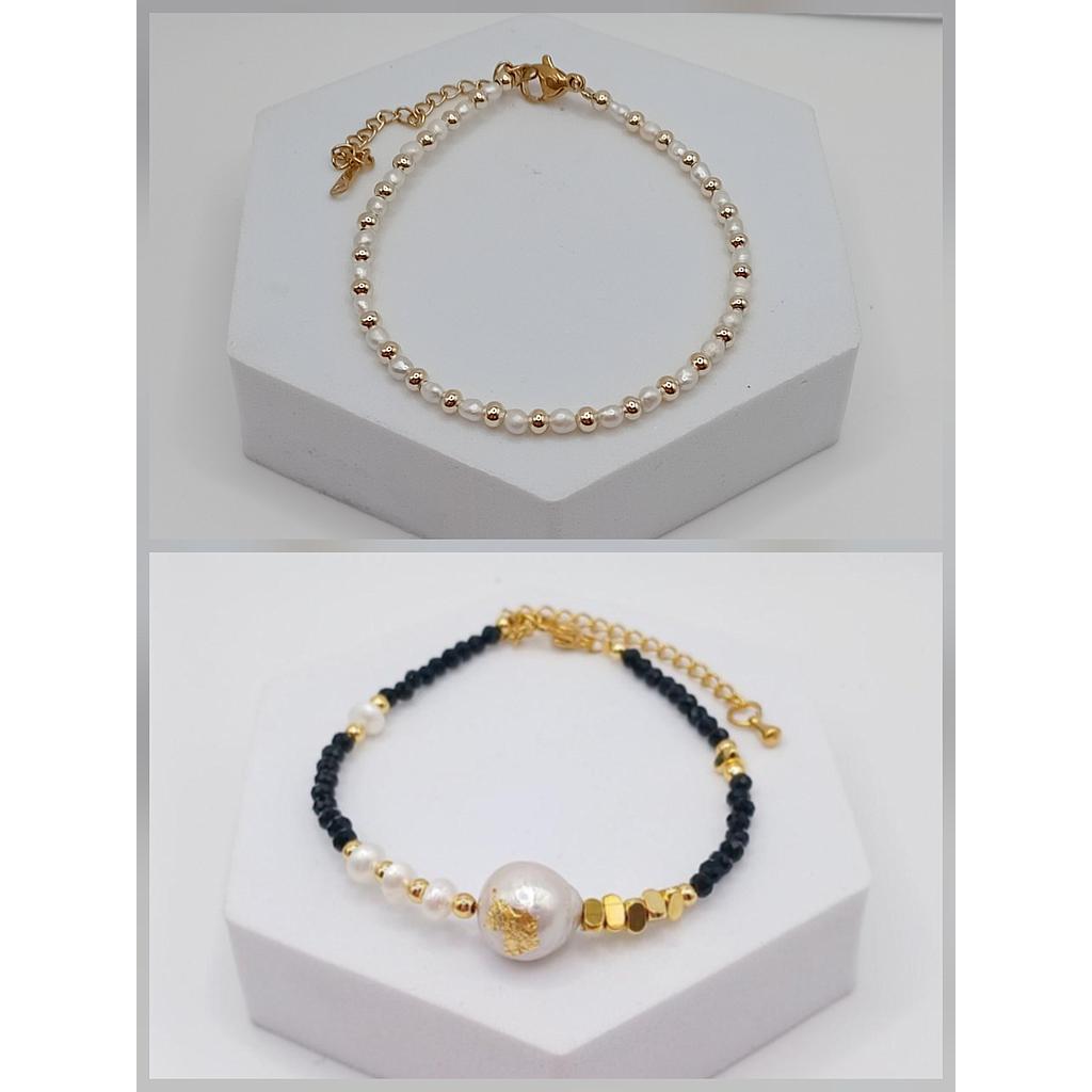 PULSERAS TERMINADAS CON PERLAS Y CRISTALES