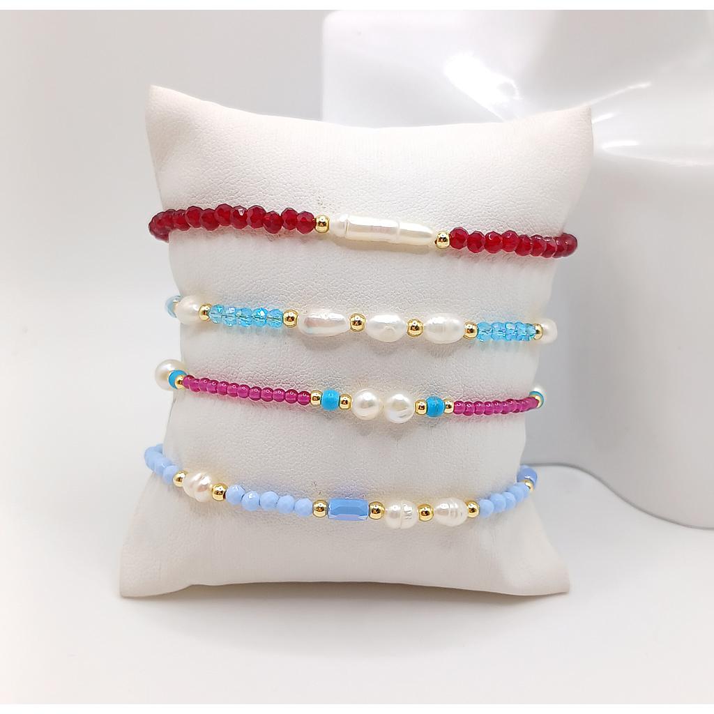 PULSERAS TERMINADAS CON PERLAS Y PIEDRAS