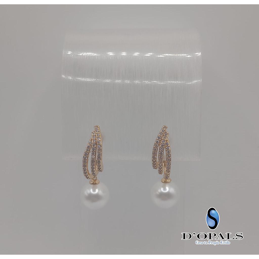 ARETE CON PERLA DE ELECTROENCHAPADO 18K
