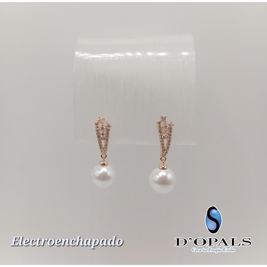 ARETE CON PERLA DE ELECTROENCHAPADO 18K