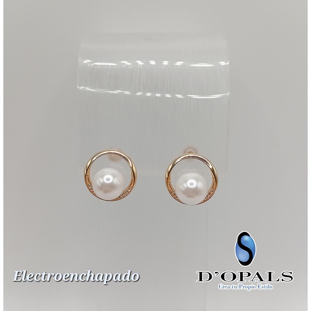 ARETE CON PERLA DE ELECTROENCHAPADO 18K 15MM