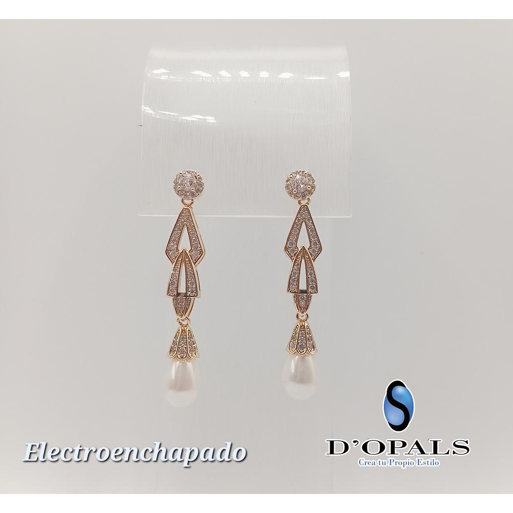 ARETE CON PERLA DE ELECTROENCHAPADO 18K