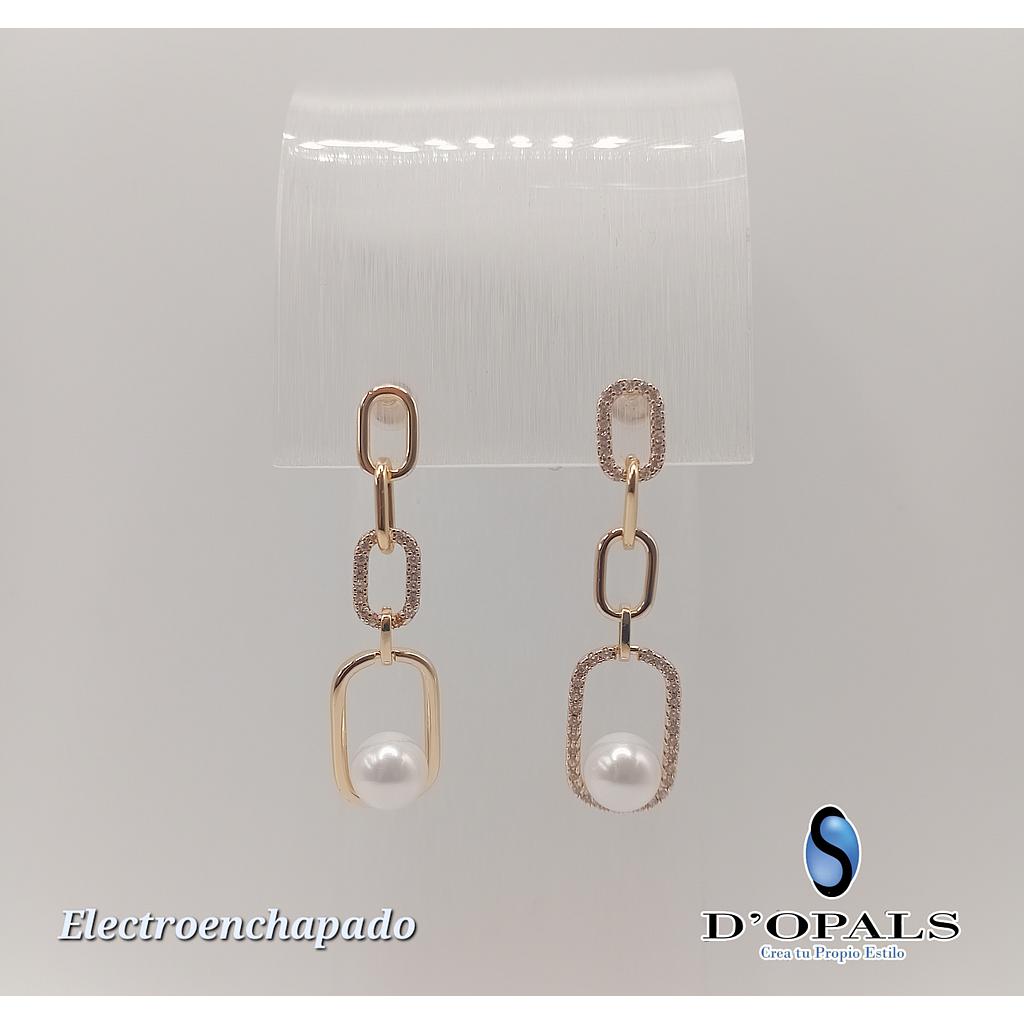 ARETE CON PERLA DE ELECTROENCHAPADO 18K