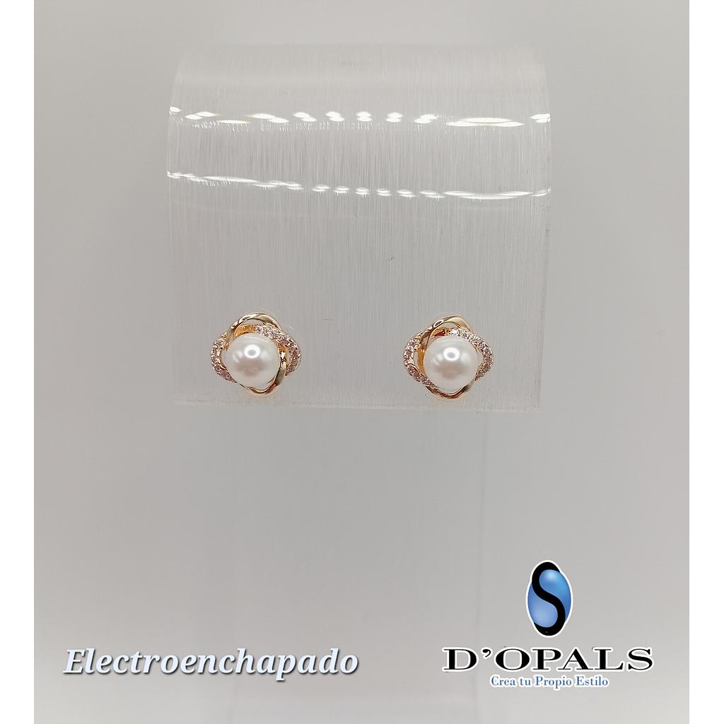 ARETE CON PERLA DE ELECTROENCHAPADO 18K